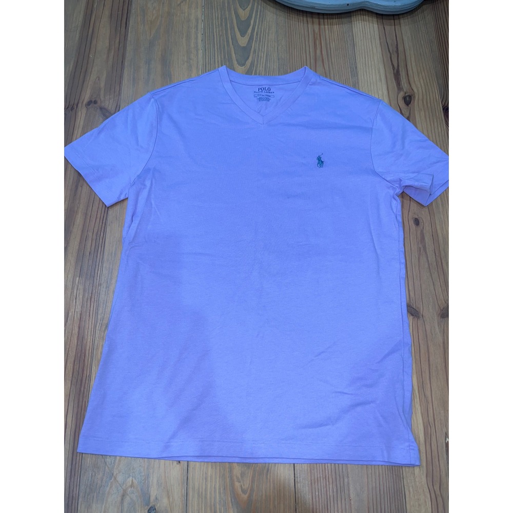 Polo Ralph Lauren Mens V-Neck T-Shirt Purple Short Sleeve Cotton Small